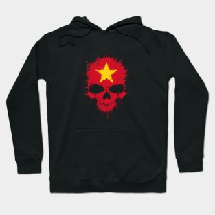 Chaotic Vietnamese Flag Splatter Skull Hoodie